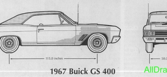 Buick GS 400 (1967) (Бьюик ГС 400 (1967)) - чертежи (рисунки) автомобиля